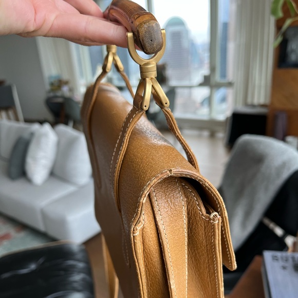 SOLD ✨ Gucci Tan Bamboo Handle Crossbody Vintage Bag 100% AUTHENTIC! - Picture 11 of 15